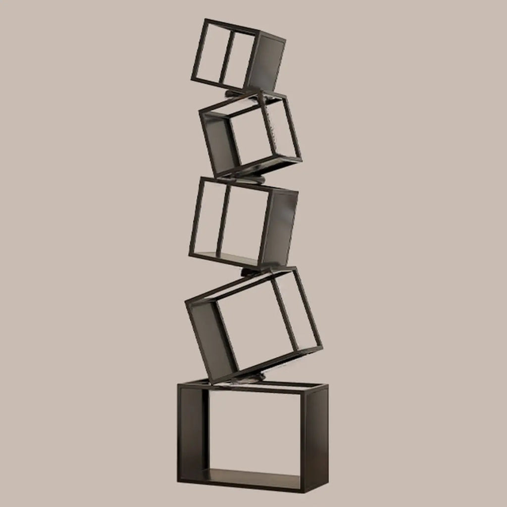 73H Black Metal Geometric Open Cube Bookcase