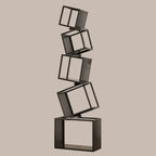 73H Black Metal Geometric Open Cube Bookcase