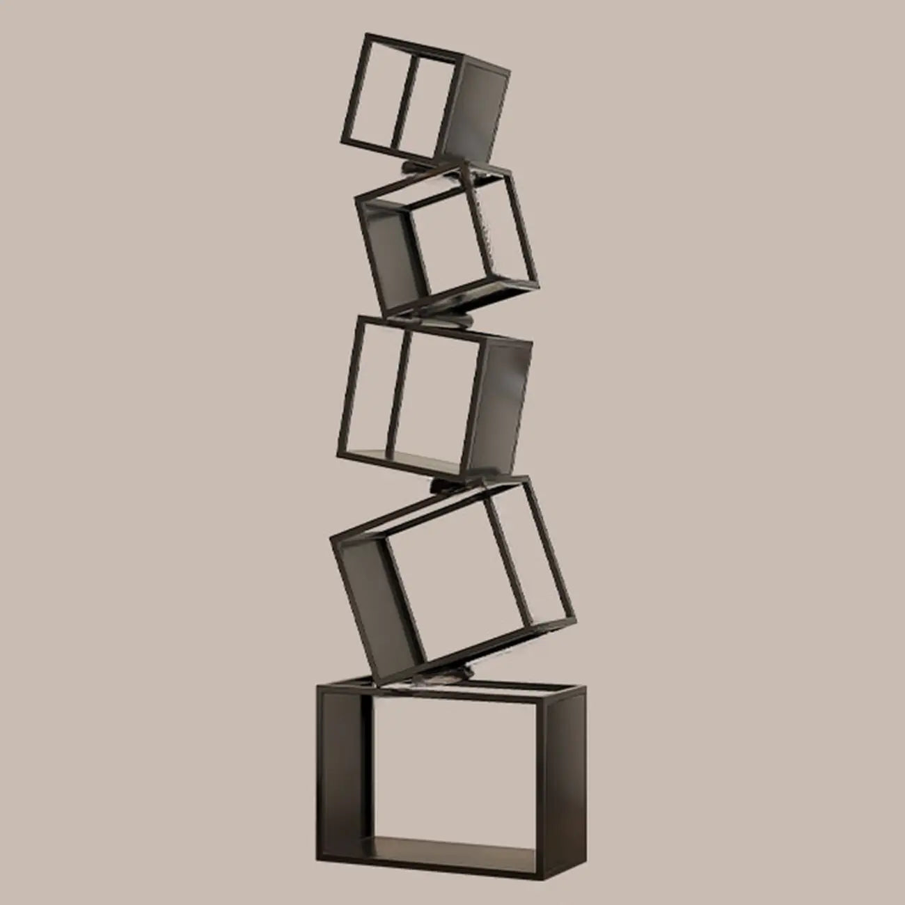 73H Black Metal Geometric Open Cube Bookcase