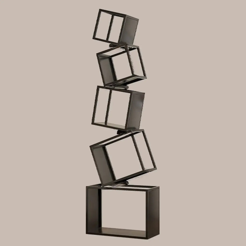 73H Black Metal Geometric Open Cube Bookcase