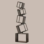 73H Black Metal Geometric Open Cube Bookcase