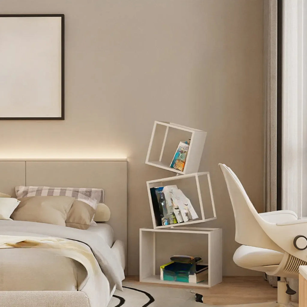 73H Black Metal Geometric Open Cube Bookcase