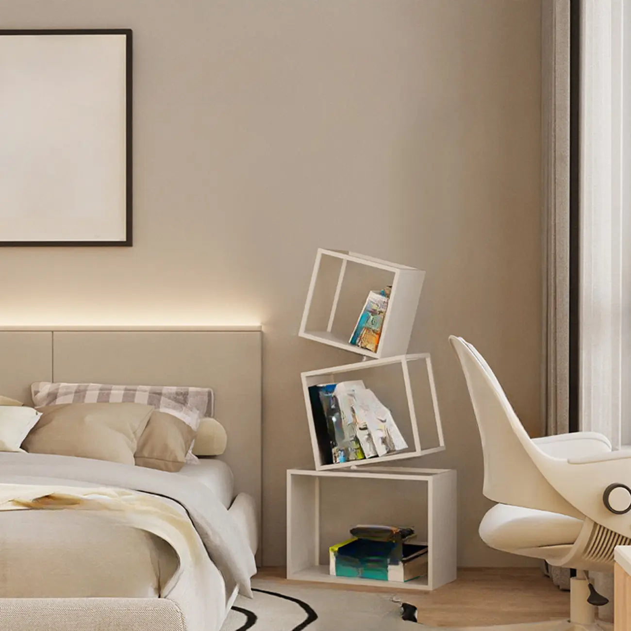 73H Black Metal Geometric Open Cube Bookcase