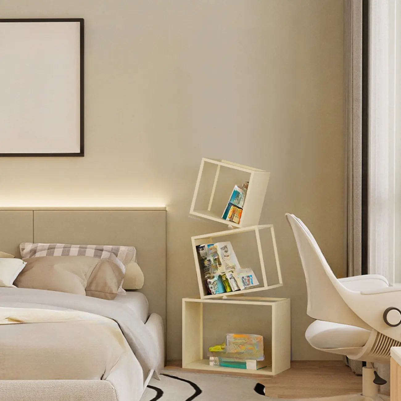 73H Black Metal Geometric Open Cube Bookcase