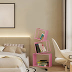 73H Black Metal Geometric Open Cube Bookcase