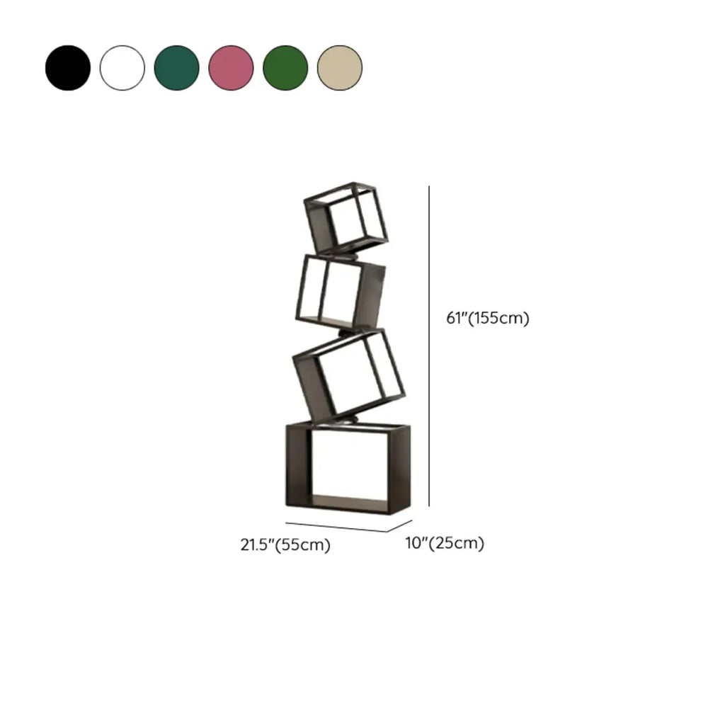 73H Black Metal Geometric Open Cube Bookcase