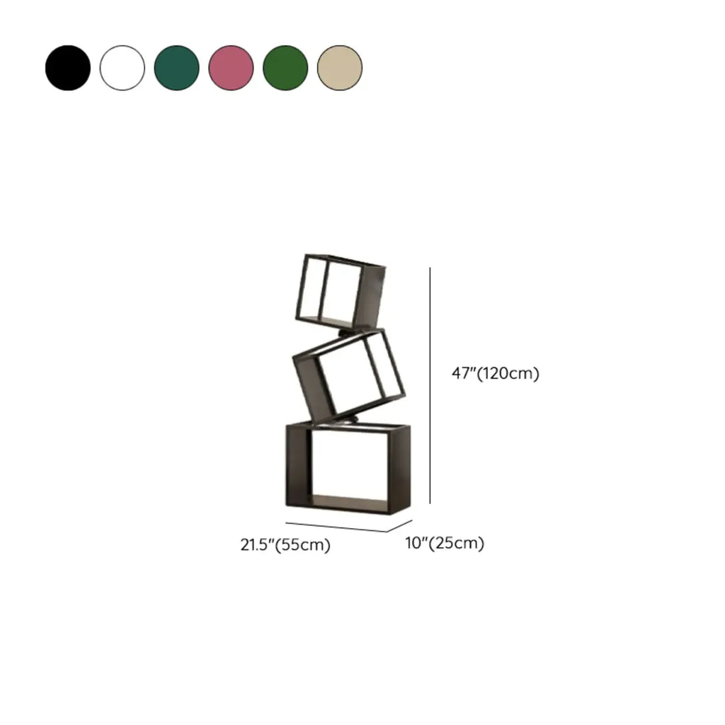 73H Black Metal Geometric Open Cube Bookcase