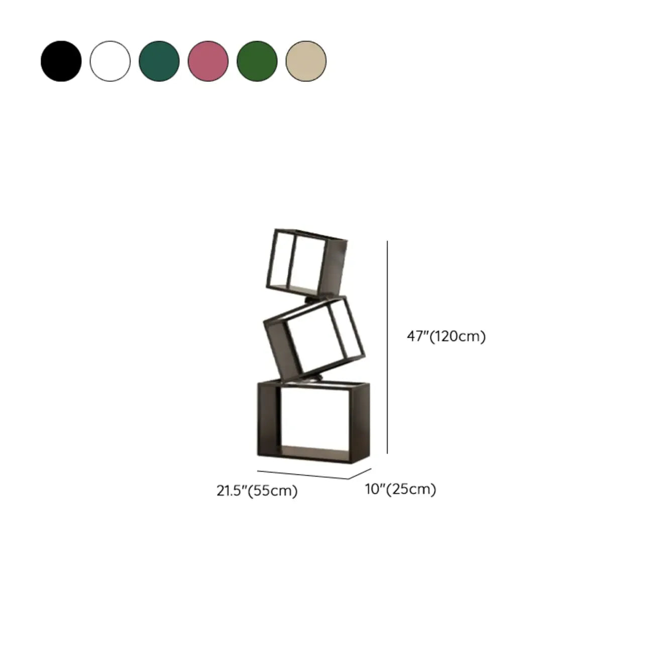 73H Black Metal Geometric Open Cube Bookcase