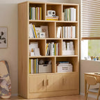 Nut-Brown Vertical Closed Back Wooden Storage Bookcase