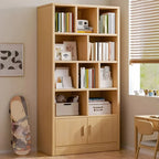 Nut-Brown Vertical Closed Back Wooden Storage Bookcase
