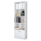 Nut-Brown Vertical Closed Back Wooden Storage Bookcase