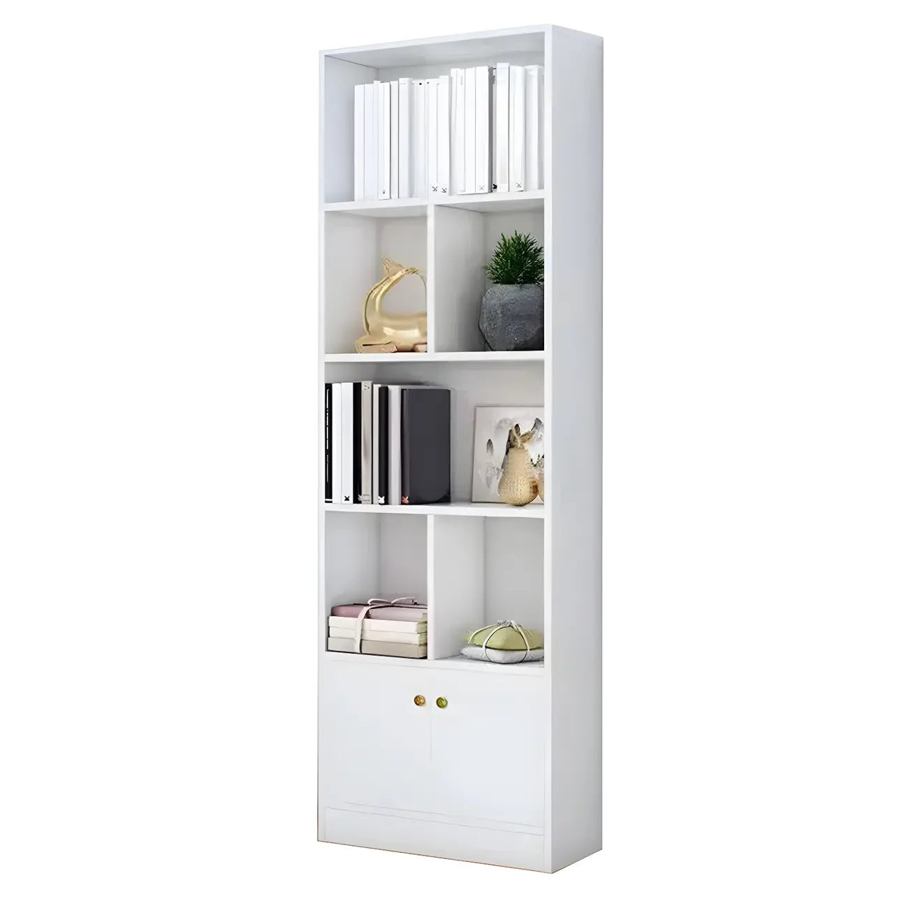 Nut-Brown Vertical Closed Back Wooden Storage Bookcase
