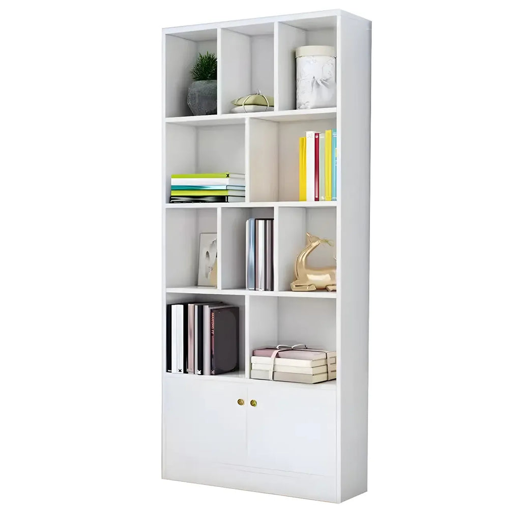 Nut-Brown Vertical Closed Back Wooden Storage Bookcase