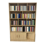 Nut-Brown Vertical Closed Back Wooden Storage Bookcase