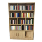 Nut-Brown Vertical Closed Back Wooden Storage Bookcase