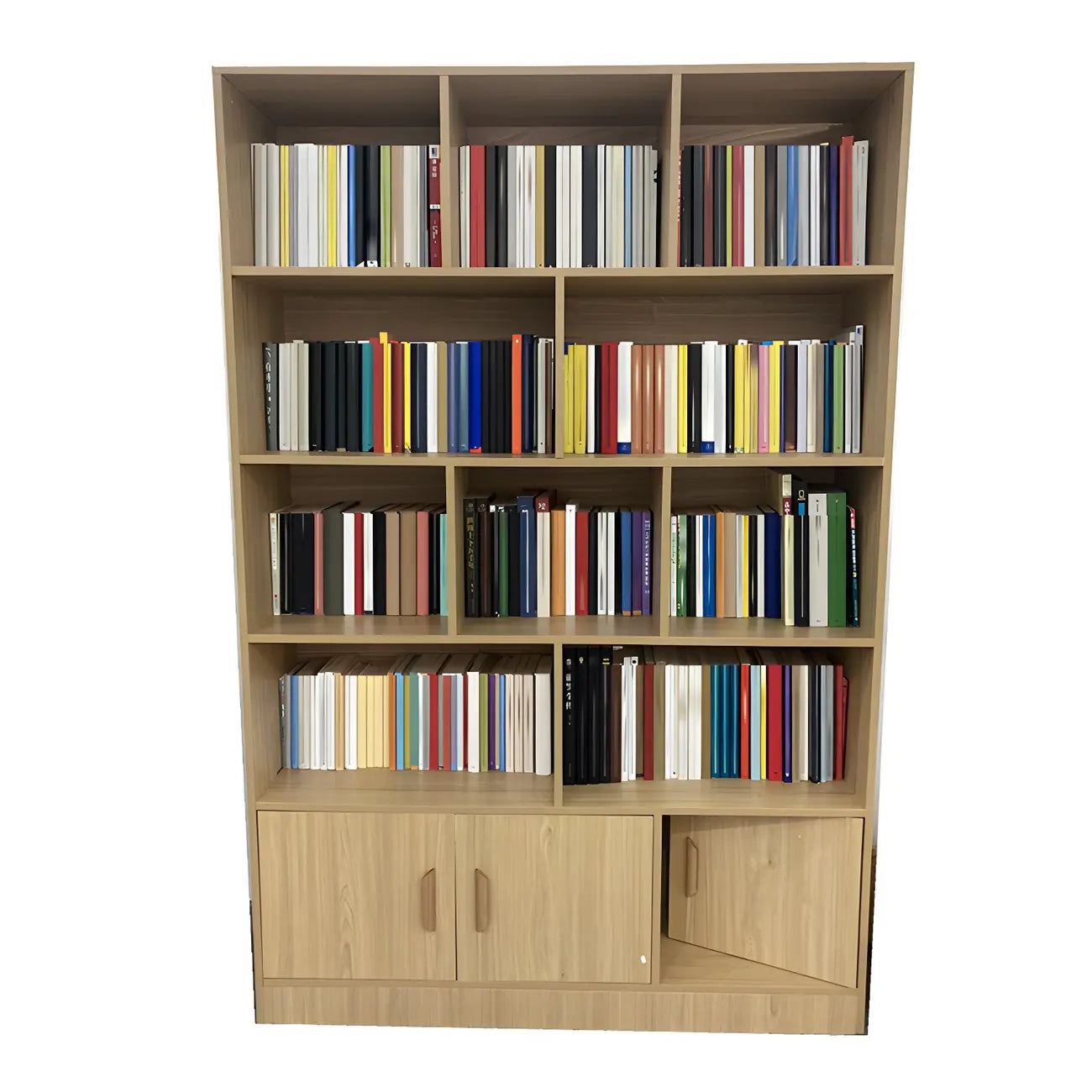 Nut-Brown Vertical Closed Back Wooden Storage Bookcase
