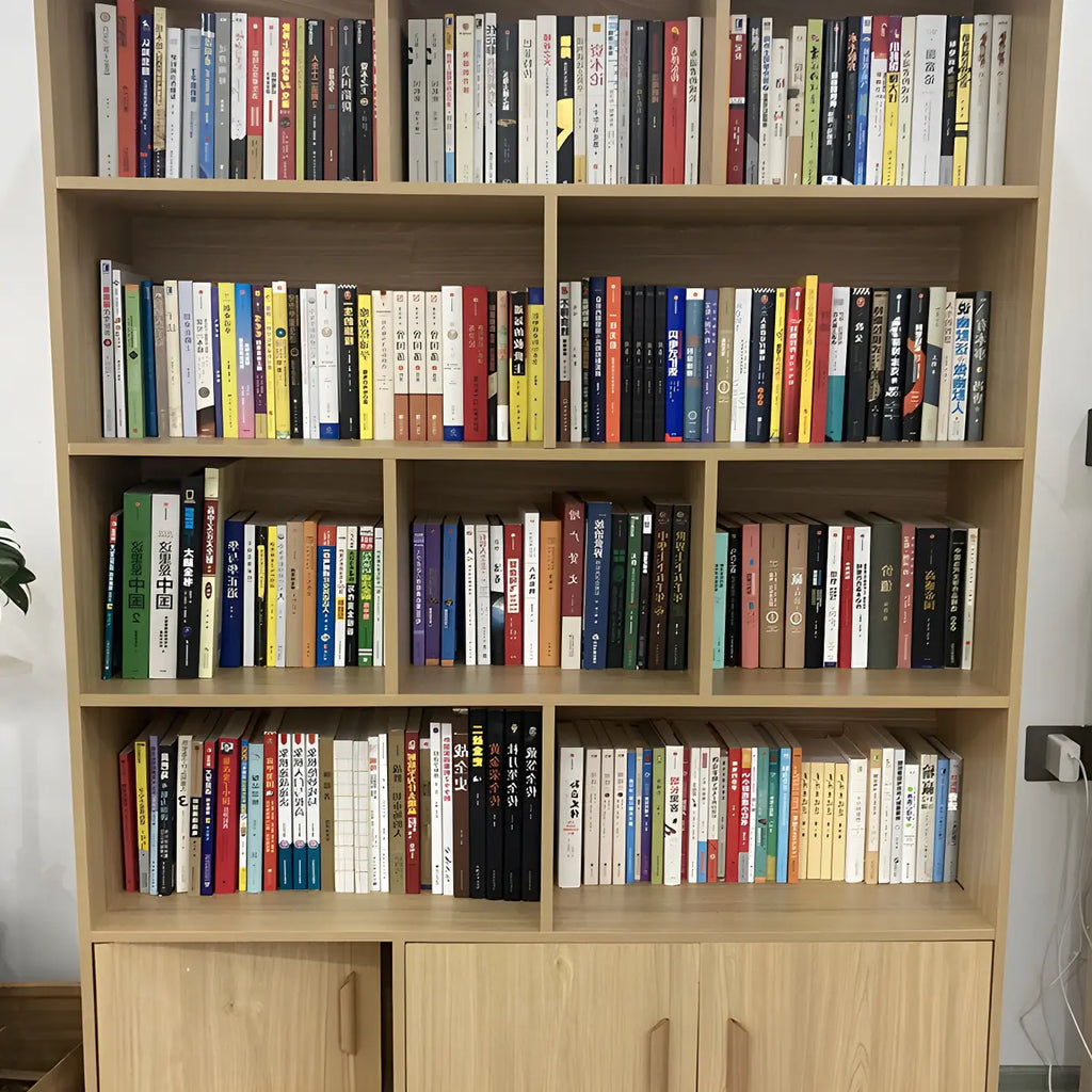 Nut-Brown Vertical Closed Back Wooden Storage Bookcase