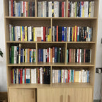 Nut-Brown Vertical Closed Back Wooden Storage Bookcase