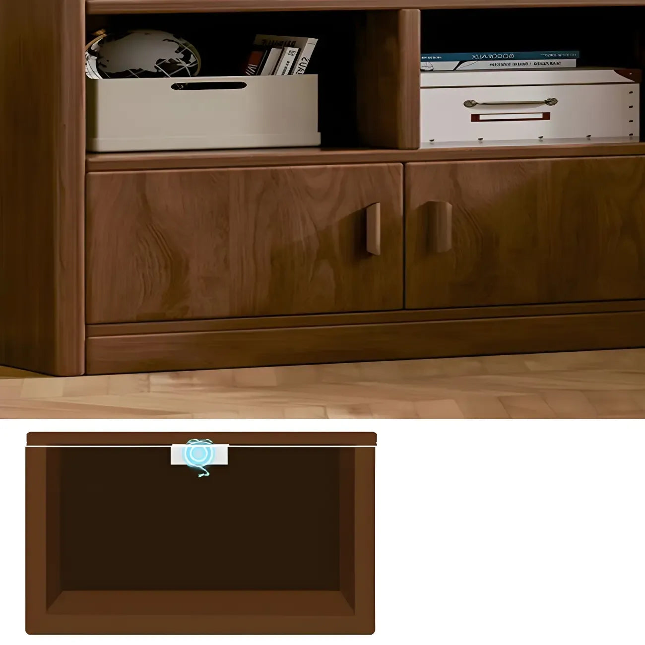 Nut-Brown Vertical Closed Back Wooden Storage Bookcase