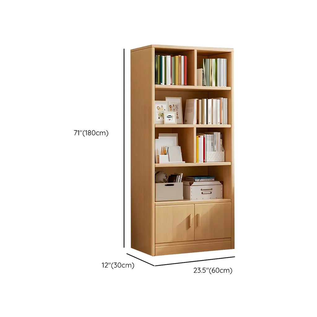 Nut-Brown Vertical Closed Back Wooden Storage Bookcase