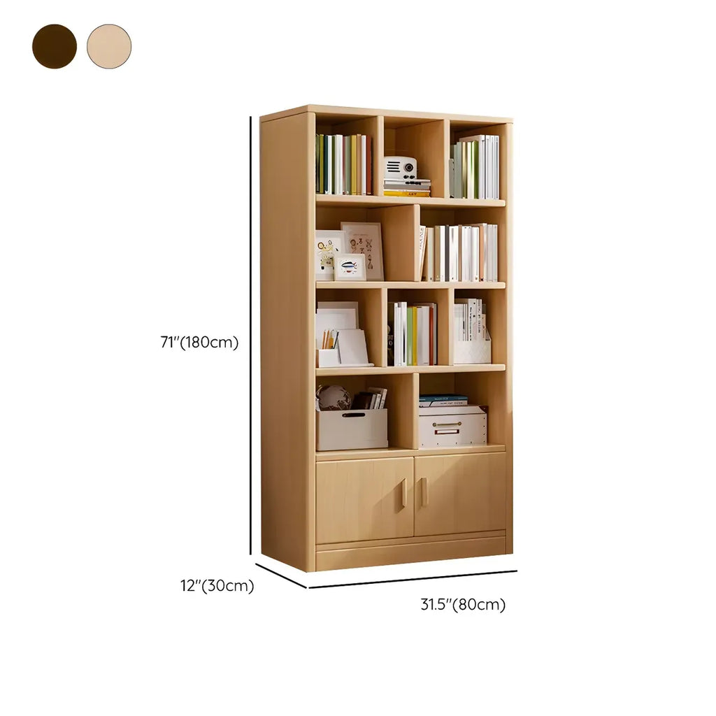 Nut-Brown Vertical Closed Back Wooden Storage Bookcase