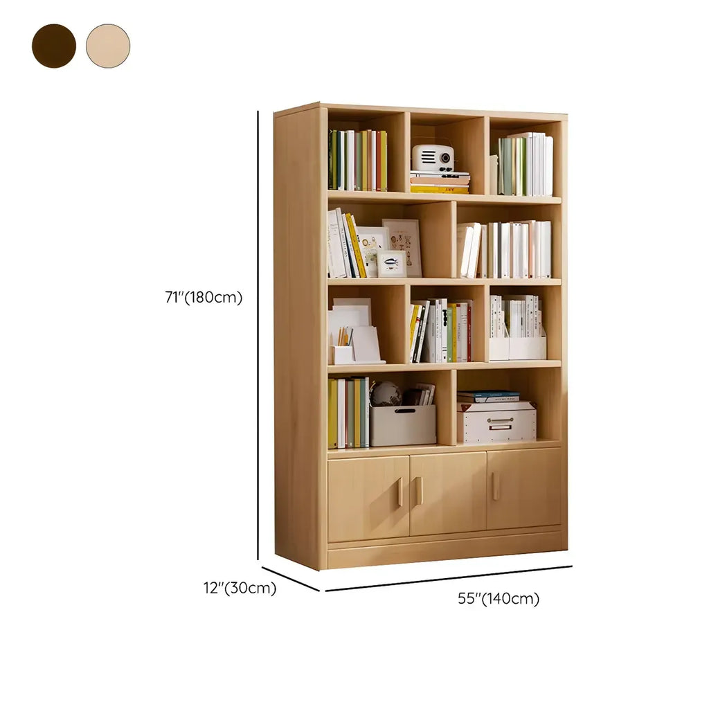 Nut-Brown Vertical Closed Back Wooden Storage Bookcase