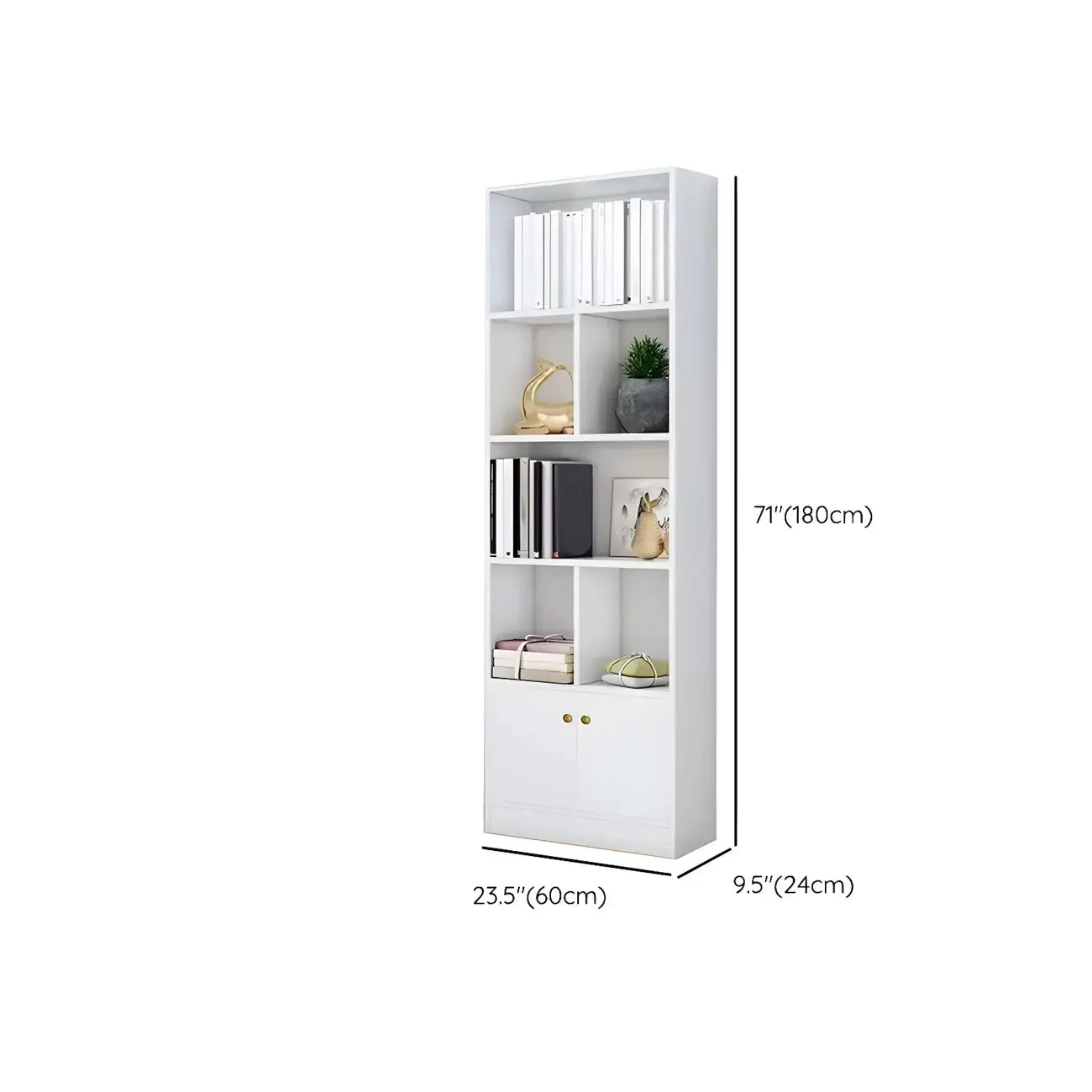 Nut-Brown Vertical Closed Back Wooden Storage Bookcase