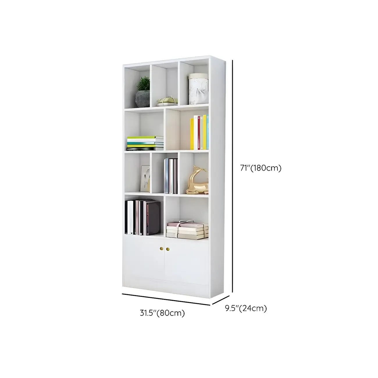 Nut-Brown Vertical Closed Back Wooden Storage Bookcase