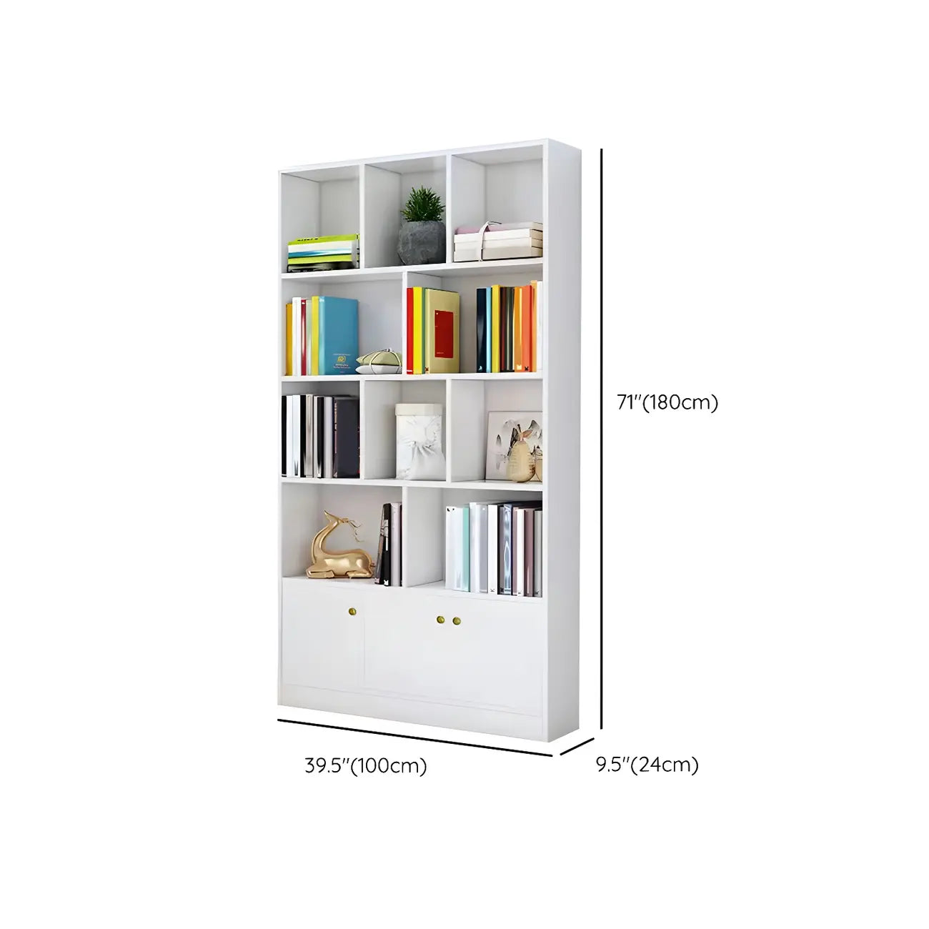 Nut-Brown Vertical Closed Back Wooden Storage Bookcase