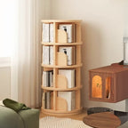 Narrow Modern Natural Wood Vertical Etagere Bookcase