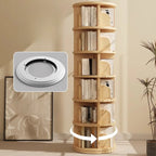 Narrow Modern Natural Wood Vertical Etagere Bookcase