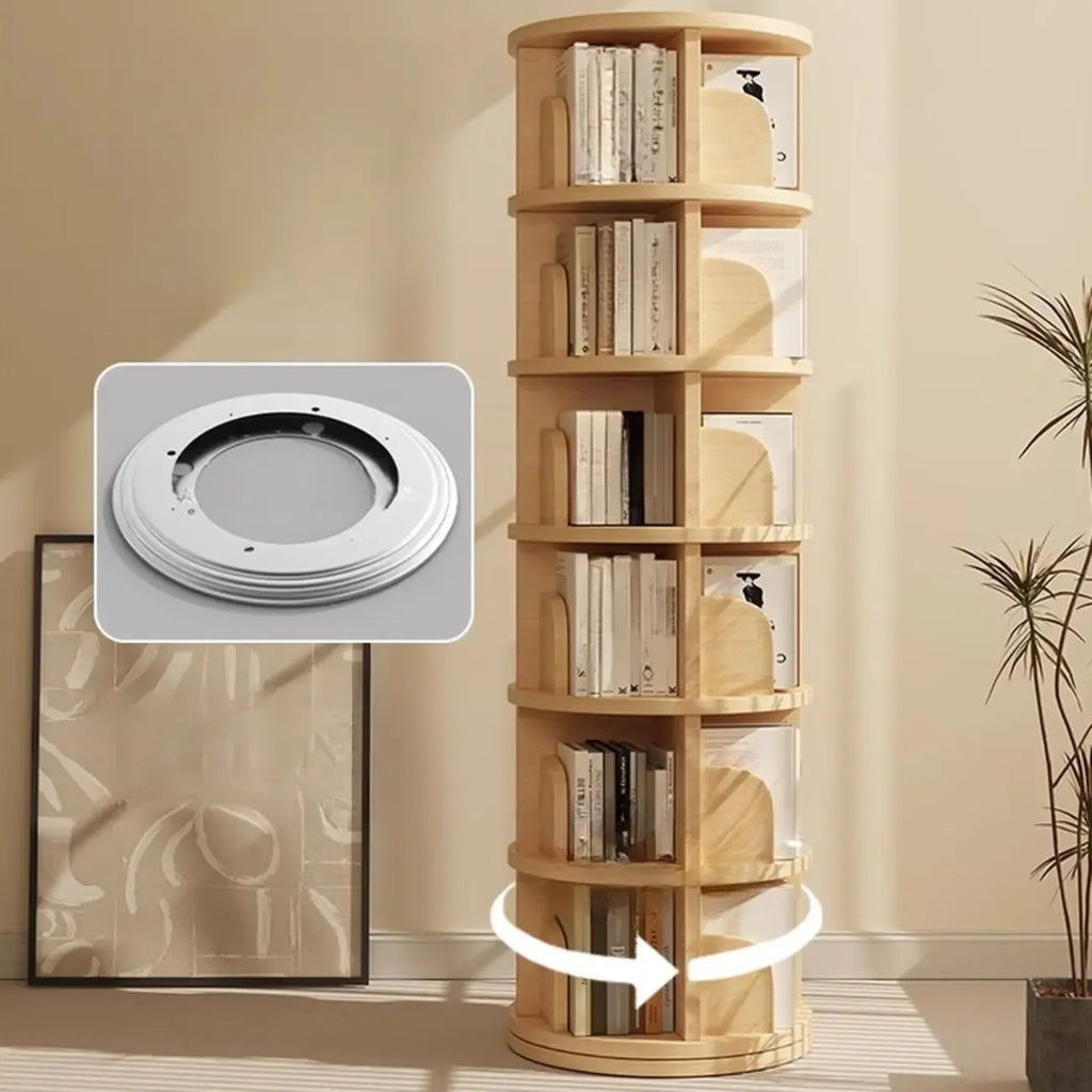 Narrow Modern Natural Wood Vertical Etagere Bookcase