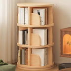 Narrow Modern Natural Wood Vertical Etagere Bookcase