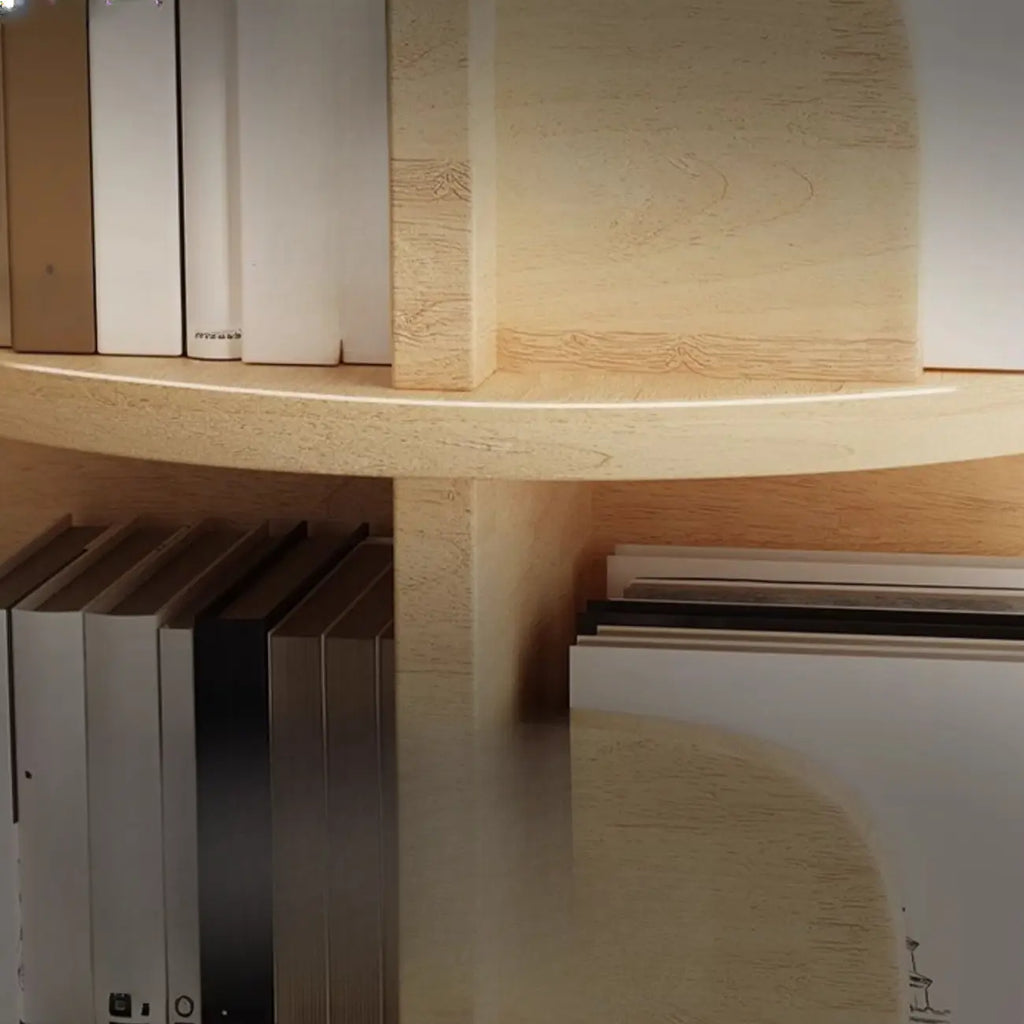 Narrow Modern Natural Wood Vertical Etagere Bookcase