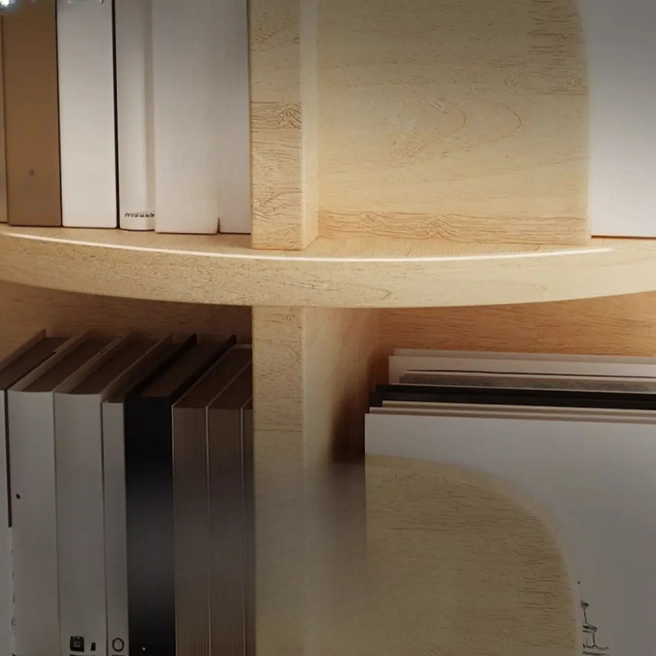 Narrow Modern Natural Wood Vertical Etagere Bookcase