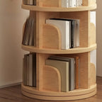 Narrow Modern Natural Wood Vertical Etagere Bookcase