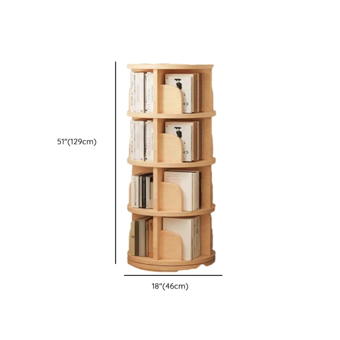 Narrow Modern Natural Wood Vertical Etagere Bookcase