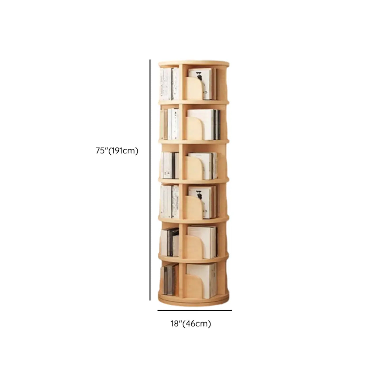 Narrow Modern Natural Wood Vertical Etagere Bookcase