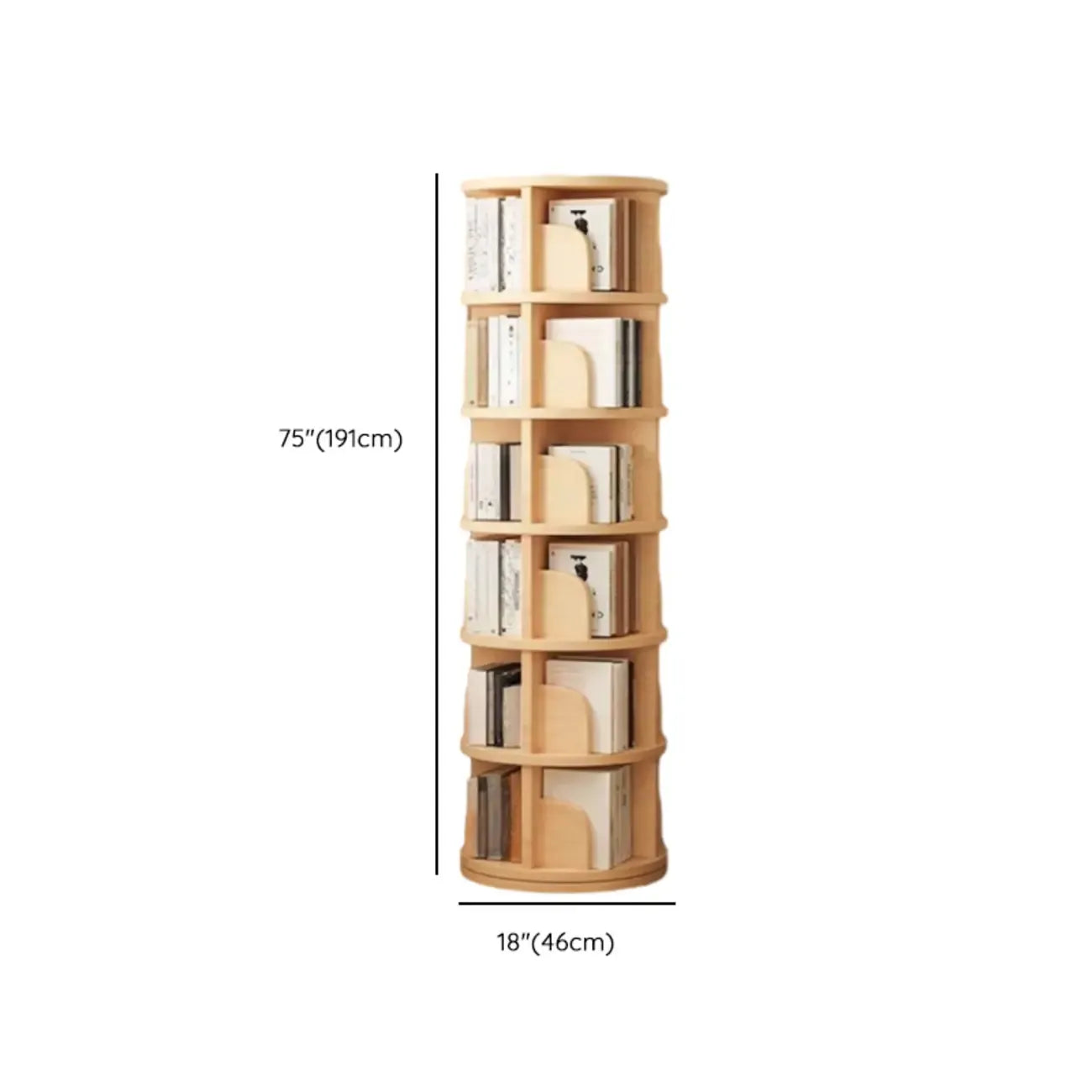 Narrow Modern Natural Wood Vertical Etagere Bookcase