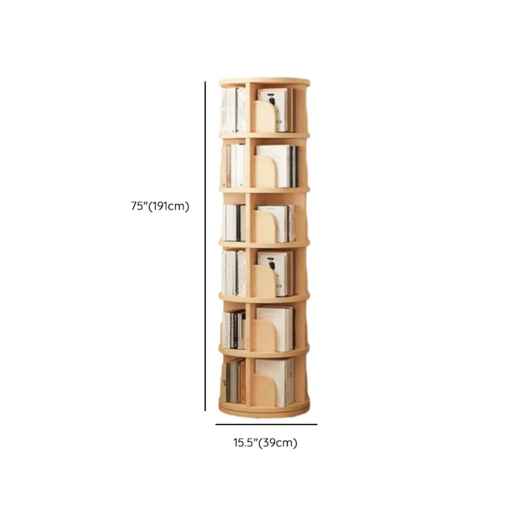 Narrow Modern Natural Wood Vertical Etagere Bookcase
