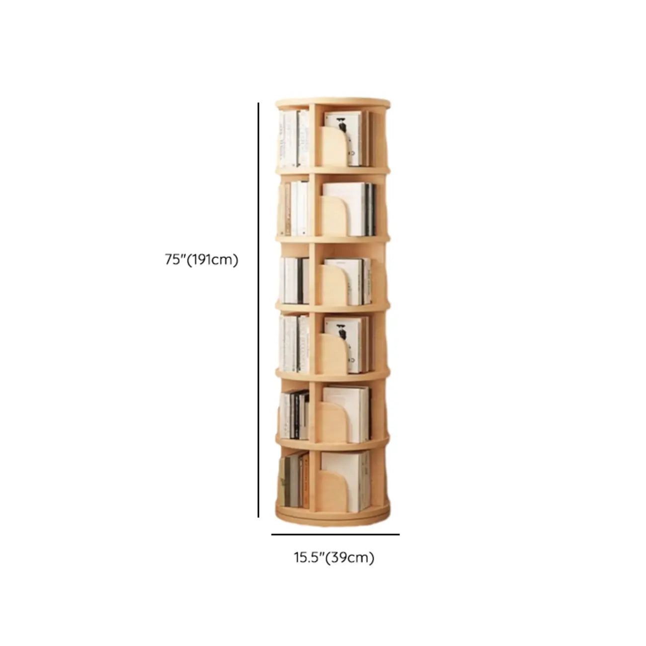 Narrow Modern Natural Wood Vertical Etagere Bookcase