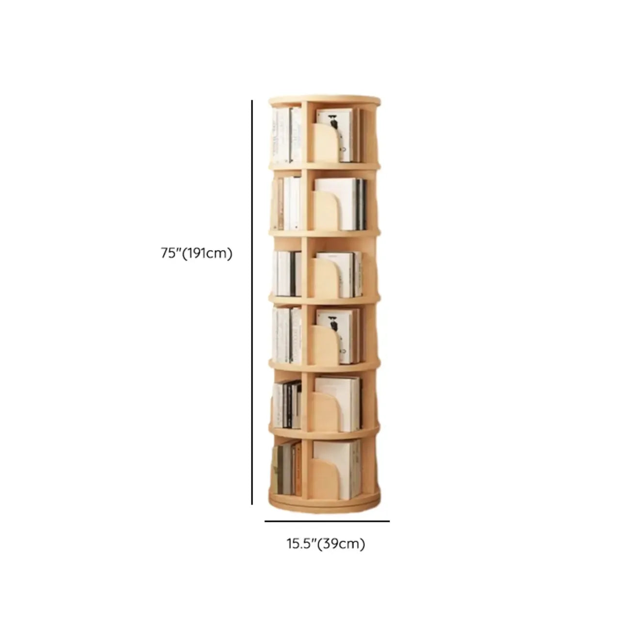 Narrow Modern Natural Wood Vertical Etagere Bookcase