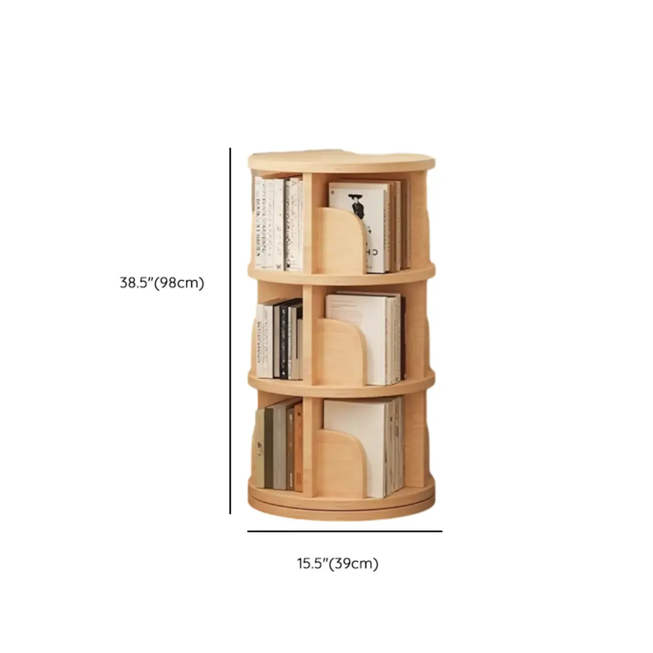 Narrow Modern Natural Wood Vertical Etagere Bookcase