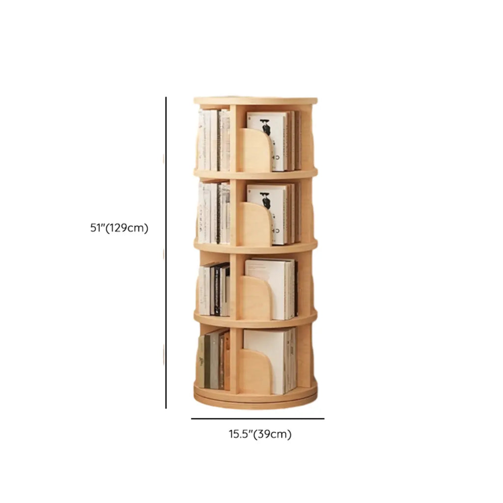 Narrow Modern Natural Wood Vertical Etagere Bookcase