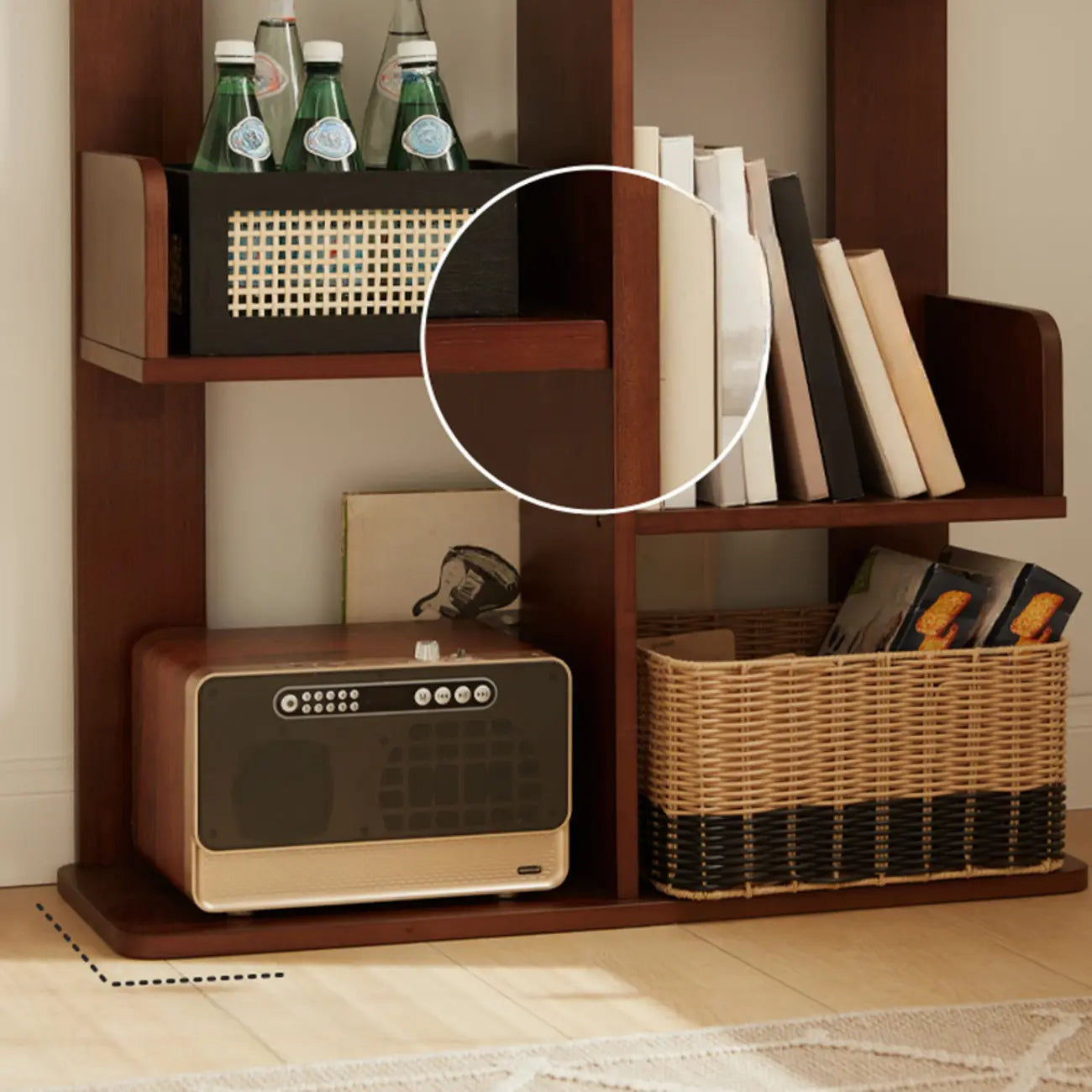 Rectangle Brown Wood 4-Tier Open Bookcase