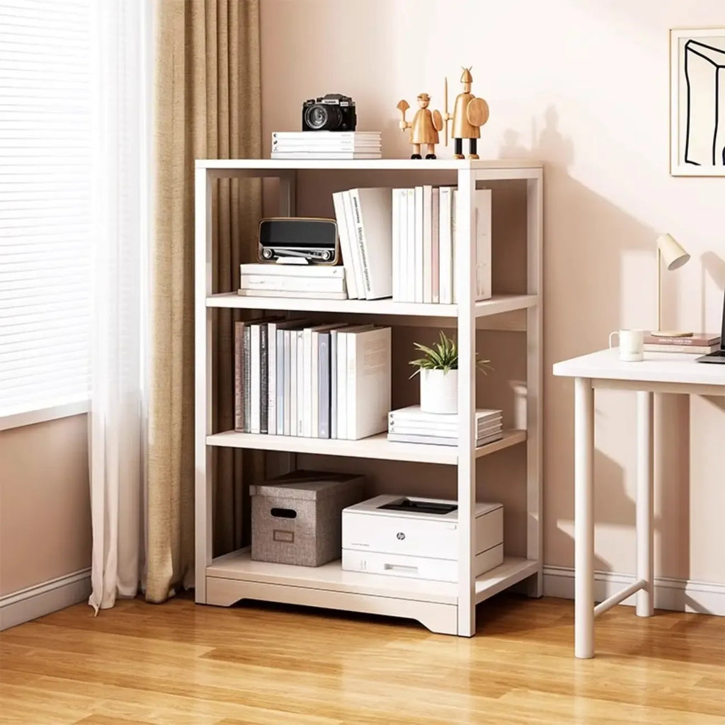 Steel Open Back White Vertical Bookcase with Storage