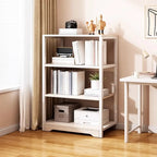 Steel Open Back White Vertical Bookcase with Storage