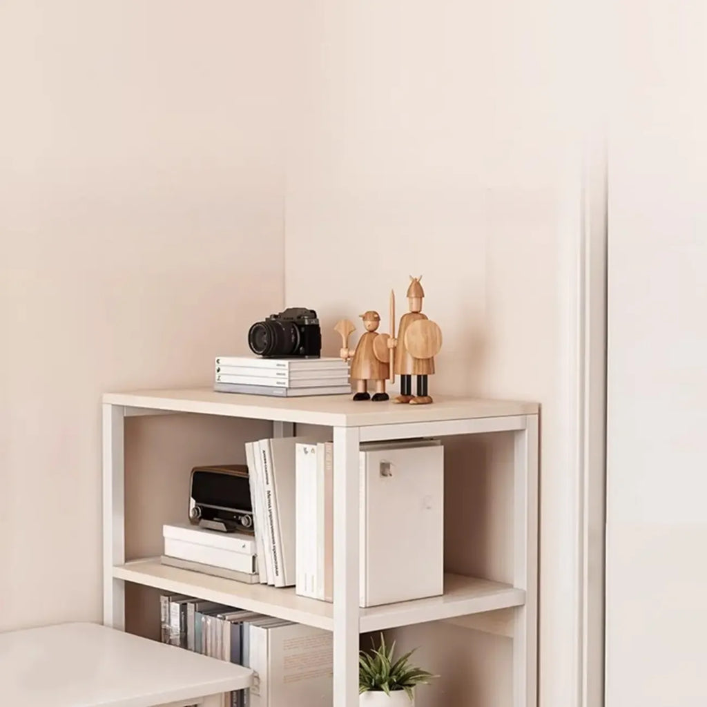 Steel Open Back White Vertical Bookcase with Storage