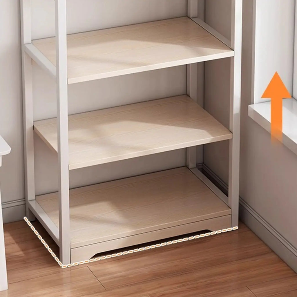 Steel Open Back White Vertical Bookcase with Storage