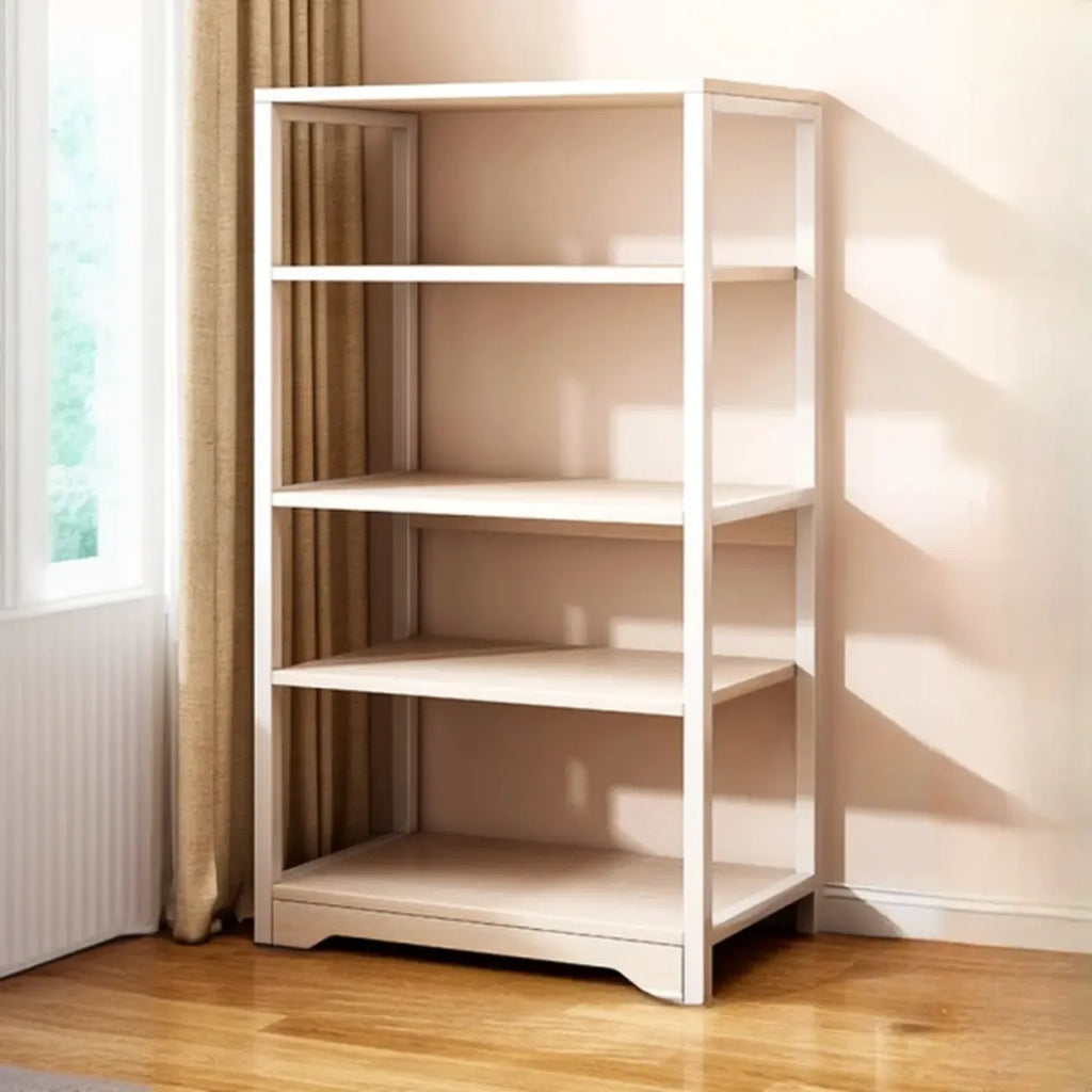 Steel Open Back White Vertical Bookcase with Storage